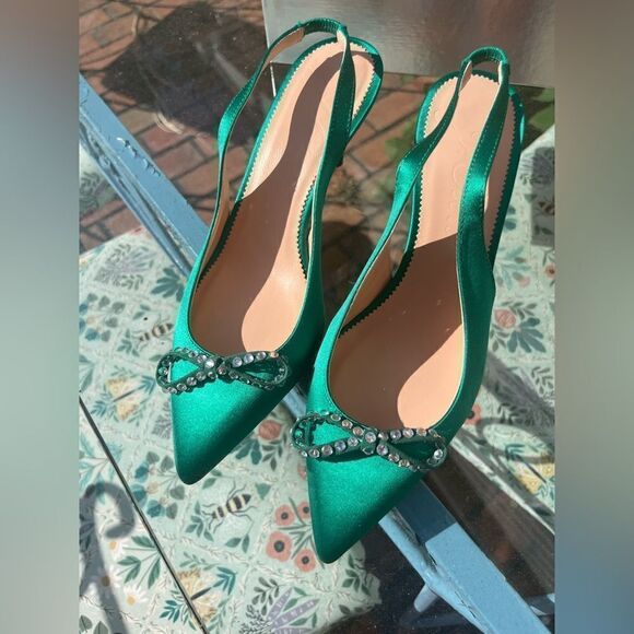 J Crew Colette Slingback Pumps with Crystal Bow NIB - Picture 4 of 11